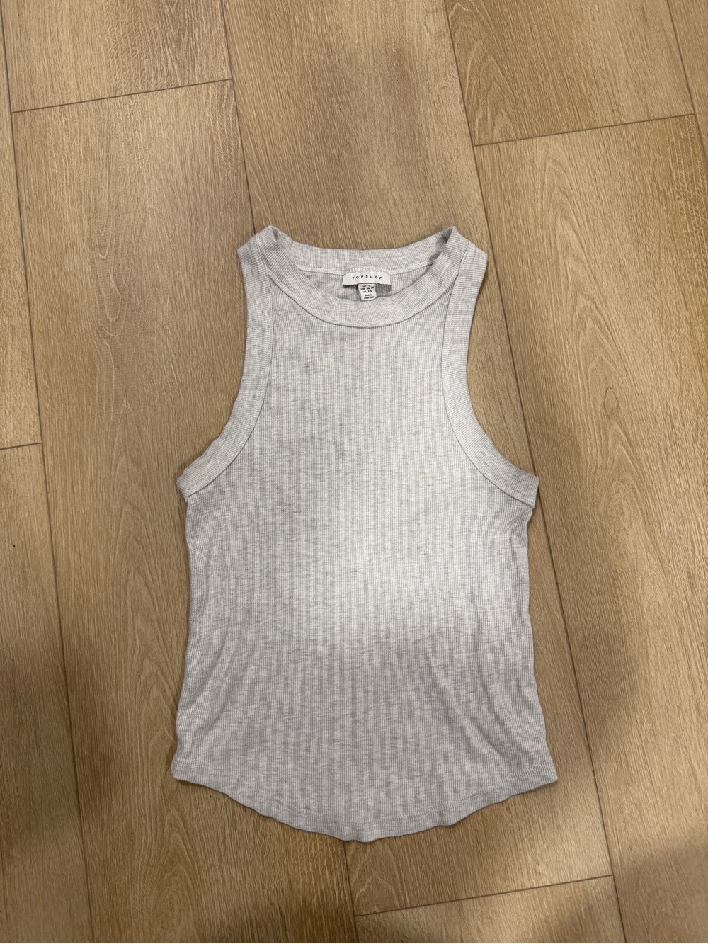 Topshop Light Gray Ribbed Tank Top